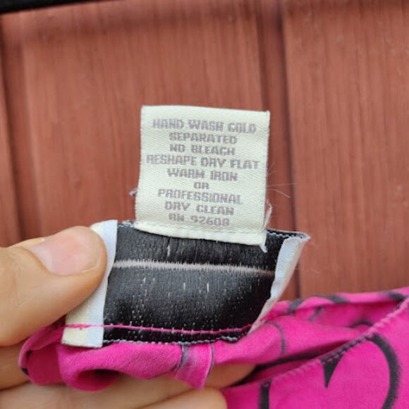 LAURA LEIGH | Silk Y2k Hot Pink Heart Print Spaghetti Strap Slip Slit Dress M - Picture 14 of 14